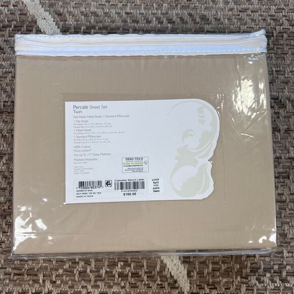 Sky Home Percale Twin Sheet Set - Picture 4 of 5
